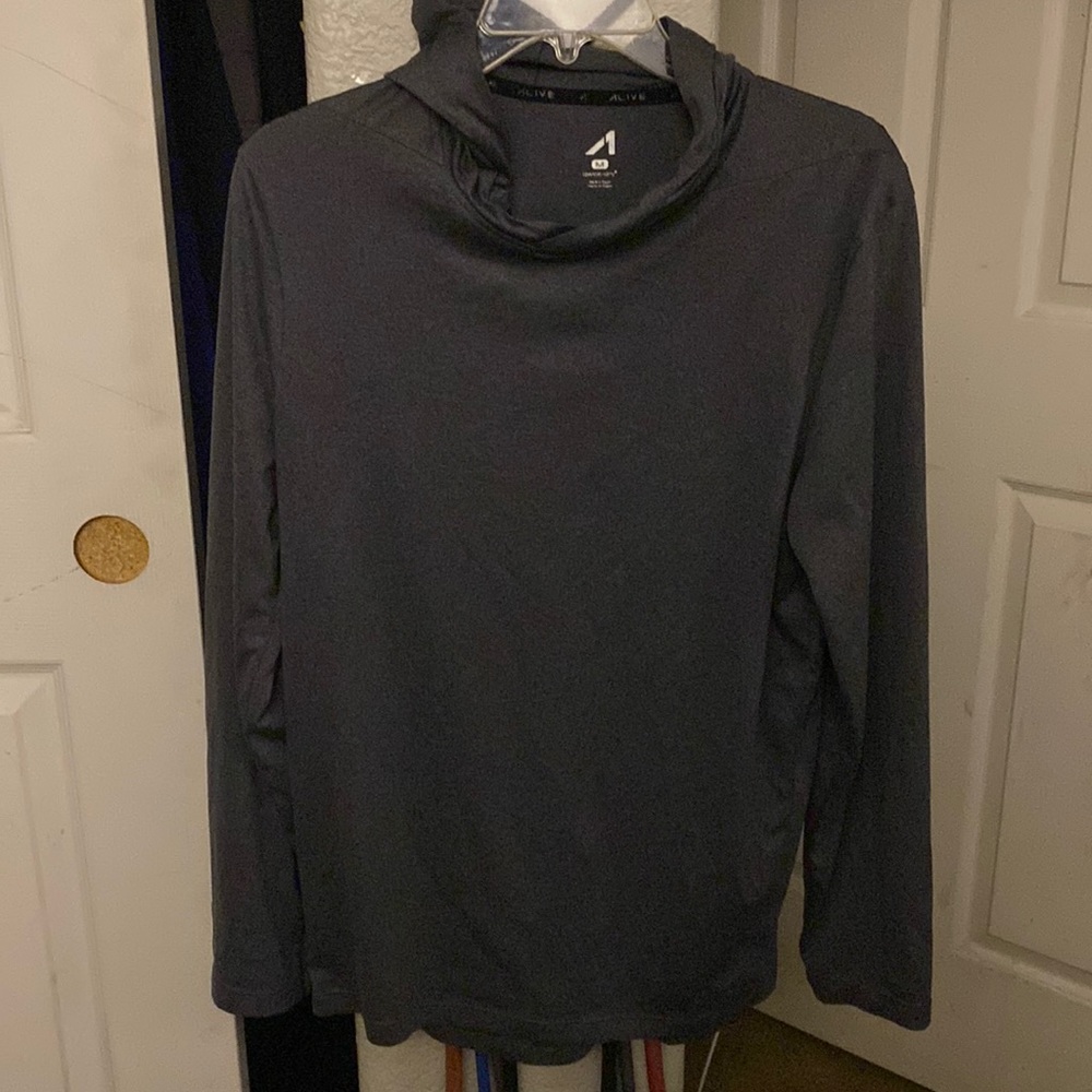 Alive Athletic Long Sleeves Qwick-Dry Hoodie Shirt Men Size Medium Dark Gray